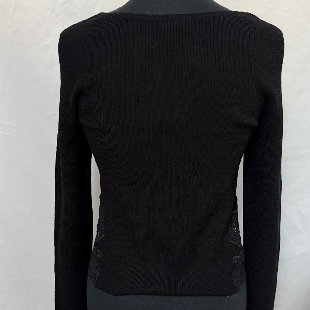 Express Cropped Corset Style Rib Knit Sweater - Picture 3 of 11
